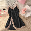 Ice Silk Thin Style Halter Nightdress Women's LaceHomewear Sexy Pajamas Solid Lenceria Mujer Silk Satin Suspender Dresses