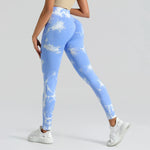 Boho Tie Dye High Waist Knit Elastic Fitness Yoga Tights Butt Lifting Workout Pants for Women