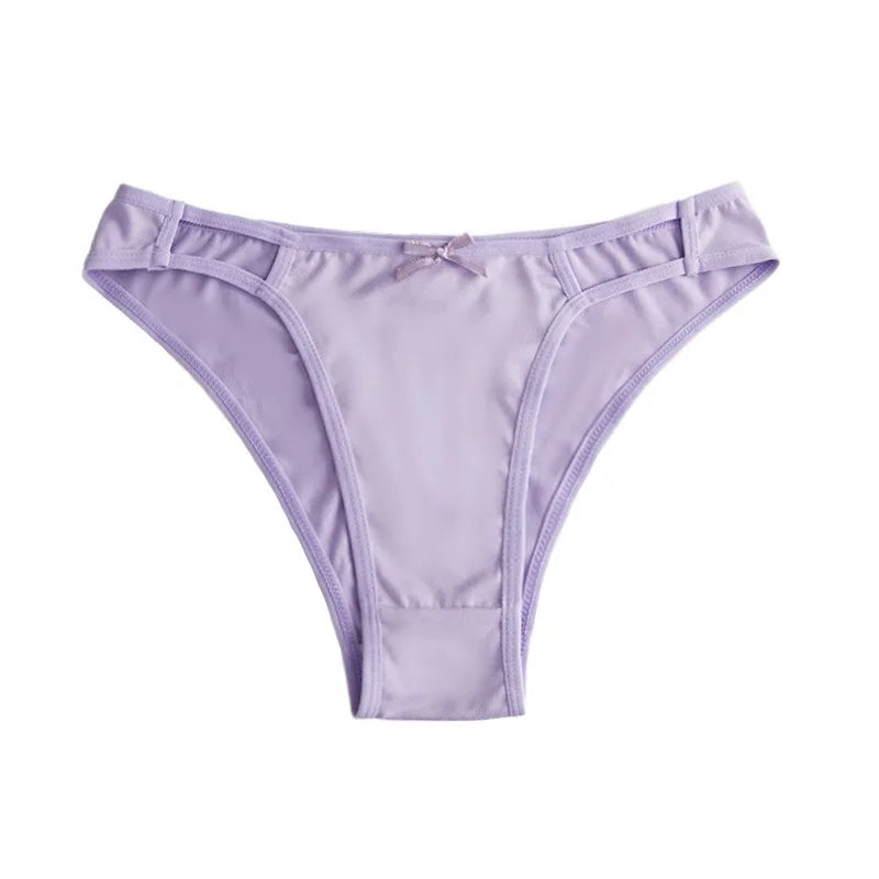 Sexy Fashion Women's Mid-Waist Triangle Panties Bowknot Lingerie Underpants Thin Breathable Briefs Soft Comfortable Underwear