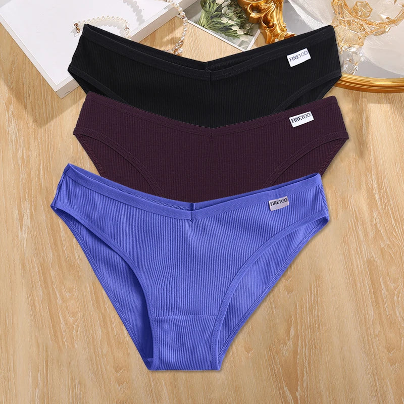 3Pcs/set Cotton Panties Women M-4XL Low Waist Underwear Plus Size Briefs Ladies Comfortable Underpants Female Panties Lingerie