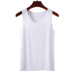 Women Bottoming Vest Sleeveless Ice Silk Seamless Stretchy Round Neck Dry Dry Cooling Camisole Summer Office Vacation Basic Top