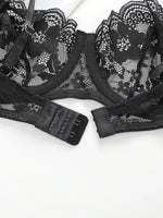 High Quality New Sexy Underwear For Women's Lace Transparent Hollow 3/4 Bra Gathering Steel Ring Push Up Underwear Set HR2634