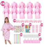 6-15Pcs Spa Party Robes for Girls Supplies Favors Kids Gowns Robe Soft Spa Headband Sleepover Birthday Party