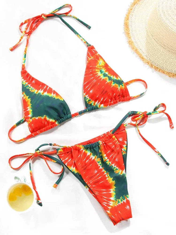 2025 Polka Dot Mini Micro String Bikini Women Swimsuit Female Bikinis Brazilian Swimwear Two Pieces Bikini Set Bathing Suit Swim