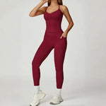 2-Piece Women's Fashion Yoga Set Beautiful Back Slimming Naked Comfort Set Outdoor Sports Running Fitness Leisure Set