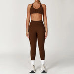 Yoga Set 2PCS Women Tracksuit Nude Feeling Workout Sets Gym Clothes Push Up Fitness Running Sportwear Sport Bra Leggings Suit
