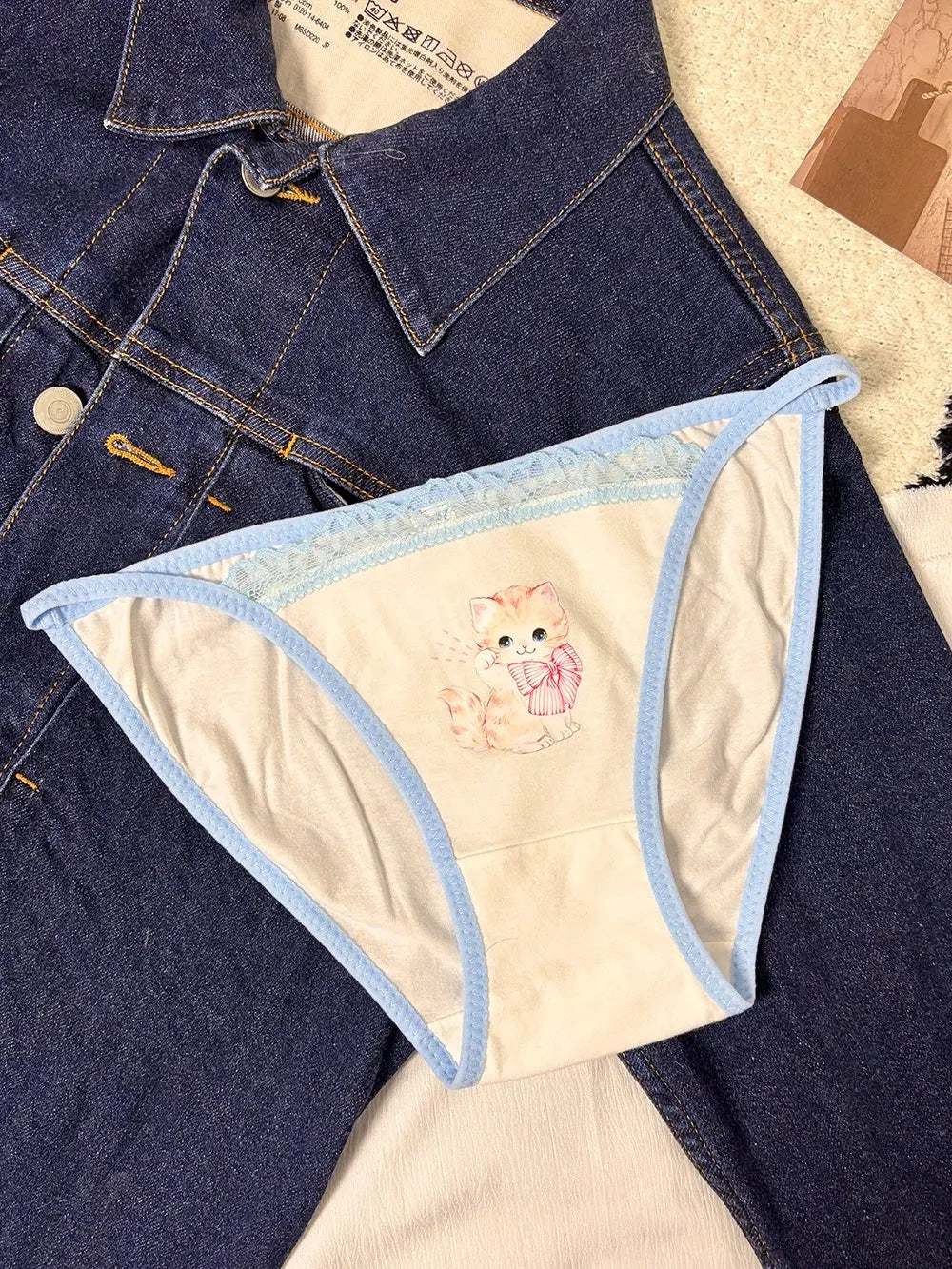 Cotton Girls Panties Cute Cat Sexy Japanese Lace Women Briefs Lady ThongUnderwear G String Female Low Waist Lingerie