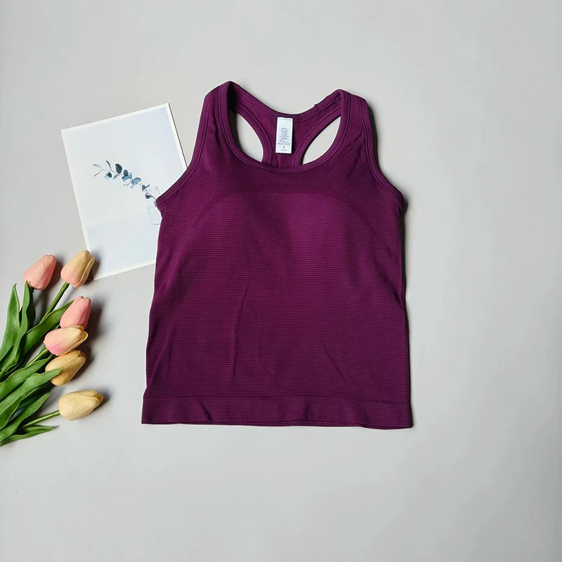 Women's One Piece Yoga Sports Vest Stretch I-Shaped Running Fitness Slimming Short Style Camisole Outerwear