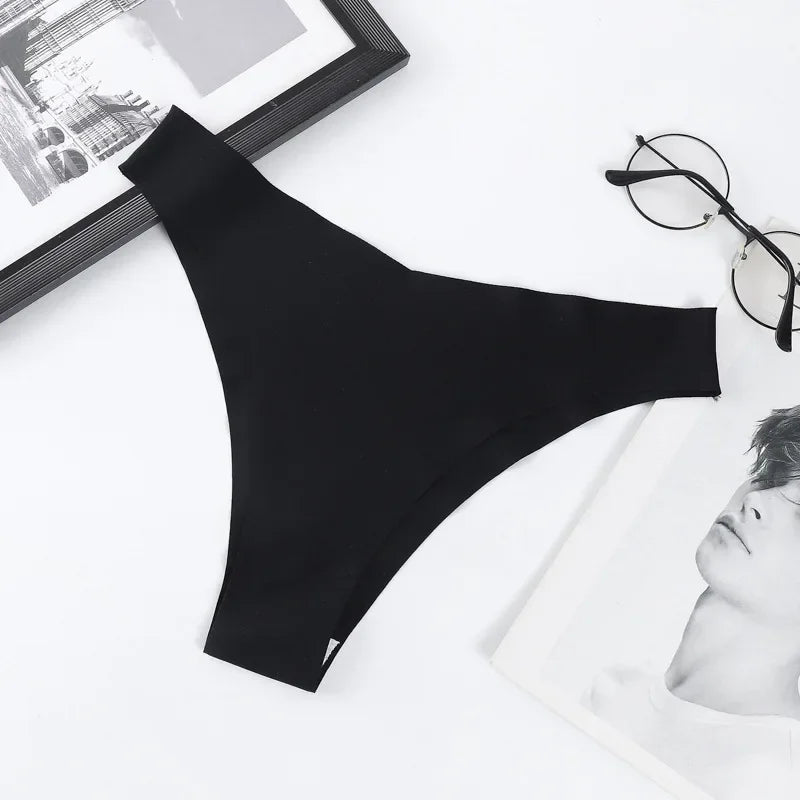 4Pcs/Set Ice Silk Low Rise Panties Seamless Underwear Women V-Shaped Briefs Quick-Drying Sports Thongs Female Underpants S-L