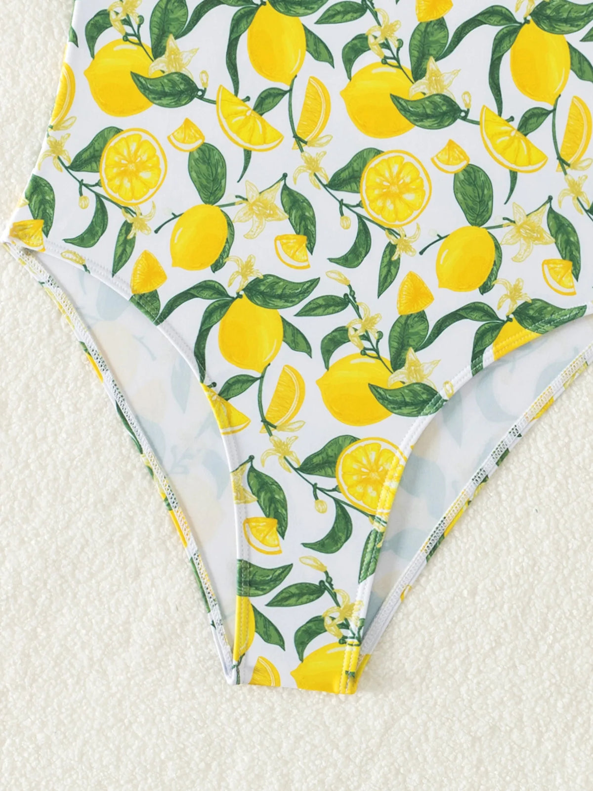 2026 New Yellow Fruit Print Bikini Suspender Backless Sexy One Piece Swimsuit High Waist Hollow Out Beach Vacation Bathing Suit