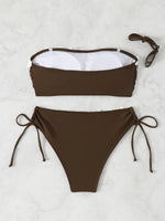 Contrast Binding Bandeau Bikinis 2026 Women Sexy Swimsuit Solid Padded Swimwear Female Bathing Suit Swimming Summer Beachwear