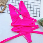 Long Strap Wrap Around Swim Suit For Women Swimwear One Piece Swimsuit Female Bather Snake Print Bathing Suit Beach V852