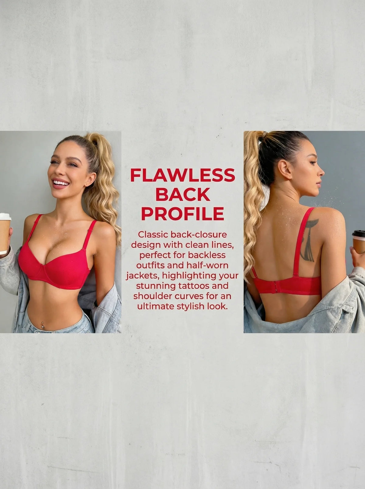 Sexy Red 3/4 Cup Bra Women Thin Plunge Bra Casual Daily Wear Comfort Lingerie B6043