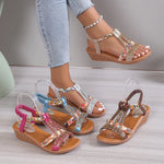 Shoes for Women Summer Women Wedge Bohemia Rhinestones Casual Platform Sandals Female Peep Toe Outdoor Beach Shoes 2026