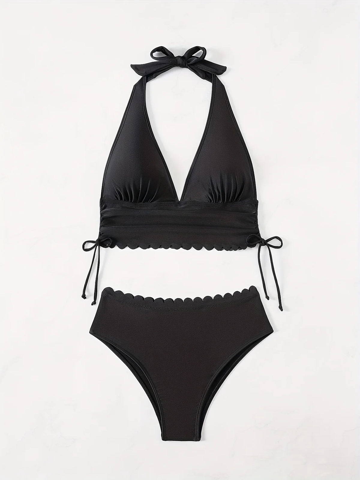 ZTVitality Sexy Black Bikini Set 2025 New Arrival Padded Bra Halter Bandage High Waist Swimsuit Women Swimwear Summer Beachwear
