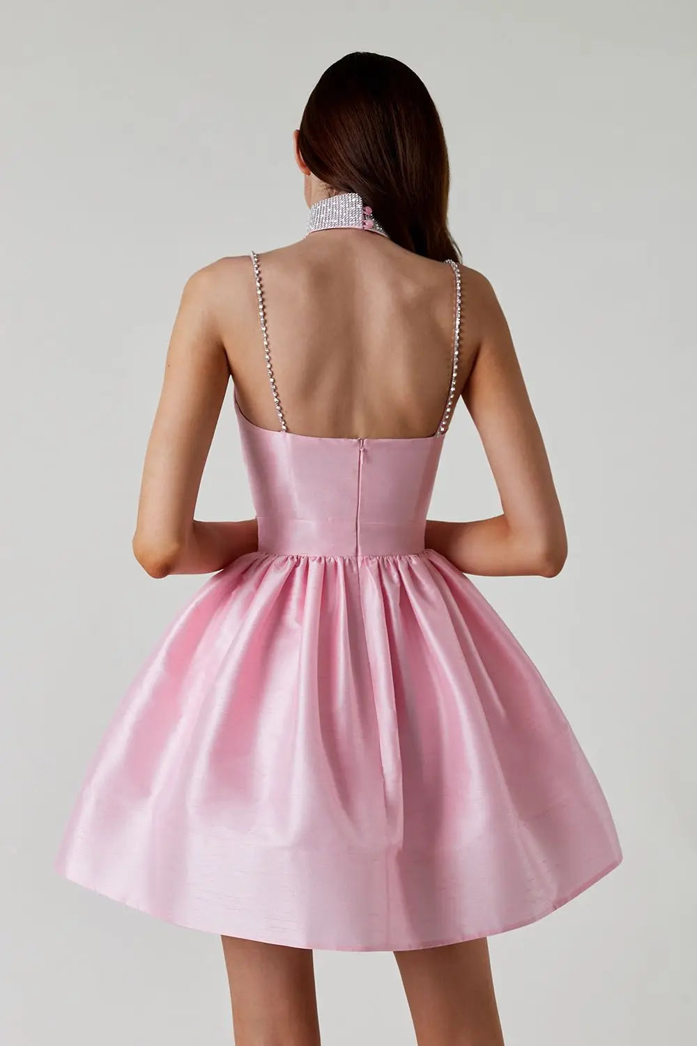 Party Dresses For Women Diamond Spaghetti Strap Solid Color Low Cut Sexy Mini Evening Dress Fashion Elegant Banquet Chic Vestido