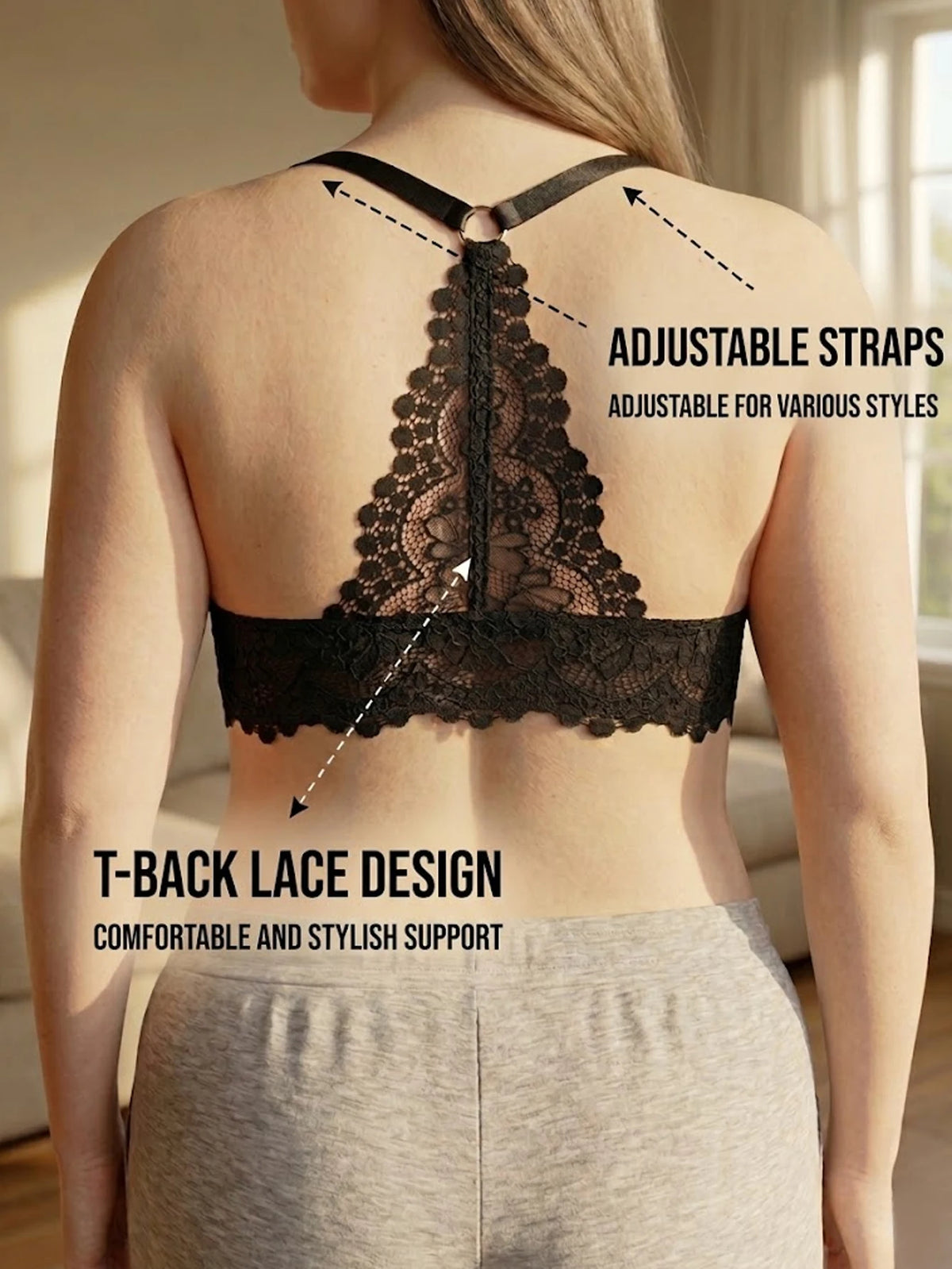 Women B C D E Cup Lace Backless Push Up Bra Underwire Side Shaping Underwear Sexy Floral Lace Bralette Adjustable Strap Lingerie