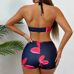 S - XL Long Sleeve Cover Up Flowers Bikini Female Swimsuit Three-Pieces Bikini Set Women Swimwear Bather Bathing Suit Swim V7232