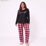 Women Plus Size Milk Silk Pajama Set Plaid Letter Print Long Sleeve Autumn Winter Ladies Casual Home Sleepwear
