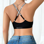 1pcs Ribbed Sexy Women's Bras Cross Shoulder Straps Sexy Lingerie Wire-Free Padless Bras Push Up Brassiere Fashion Underwear
