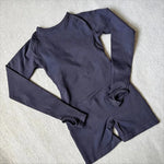 STOUREG Impact Long Sleeve One Piece Jumpsuit Women Backless Slim Fit Elastic Tummy Control Yoga Gym Sports Workout Bodysuit
