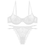 French Sexy Lingerie Ultra-thin Satin Lace Lingerie Set Anti Sagging Bra Half Cup Ultra-thin Lace Gather Anti-sagging Bra Set