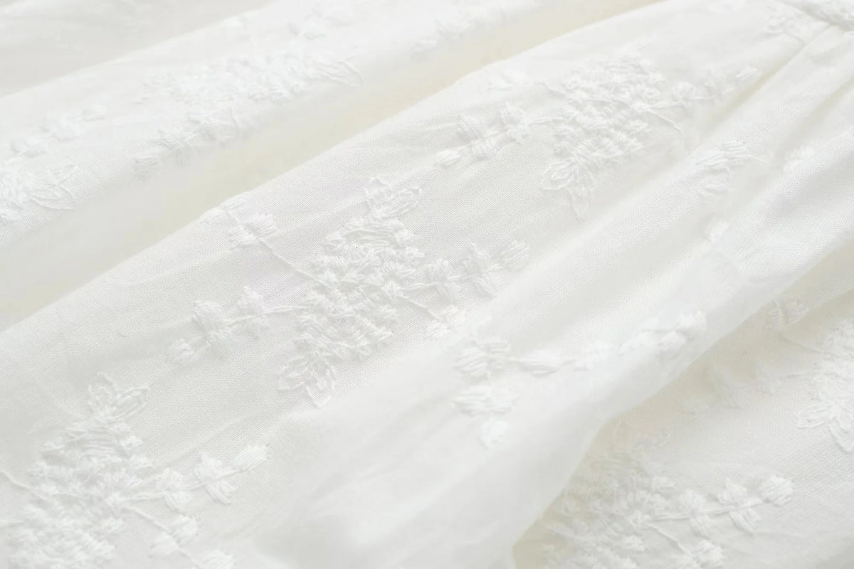 Foridol Button Bowknot Off Shoulder White Lace Mini Dress Summer Beach Embriodery Short Party Holiday Vestidos Smocked 2025