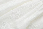 Foridol Button Bowknot Off Shoulder White Lace Mini Dress Summer Beach Embriodery Short Party Holiday Vestidos Smocked 2025