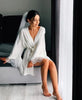 Bride Robe with Lace Sleeves White Boudoir Robe Long Silk Robes with Lace Sleeves Bridesmaid Robe Lace Gown Women Dressing