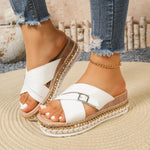 Women Slippers Summer New Open-Toe Sandals Buckle Thick-Soled Shoes Lightweight Platform Slippers