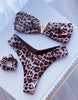 Sexy women's triangle leopard print bikini 2-piece set metal V decoration summer beach split swimsuit