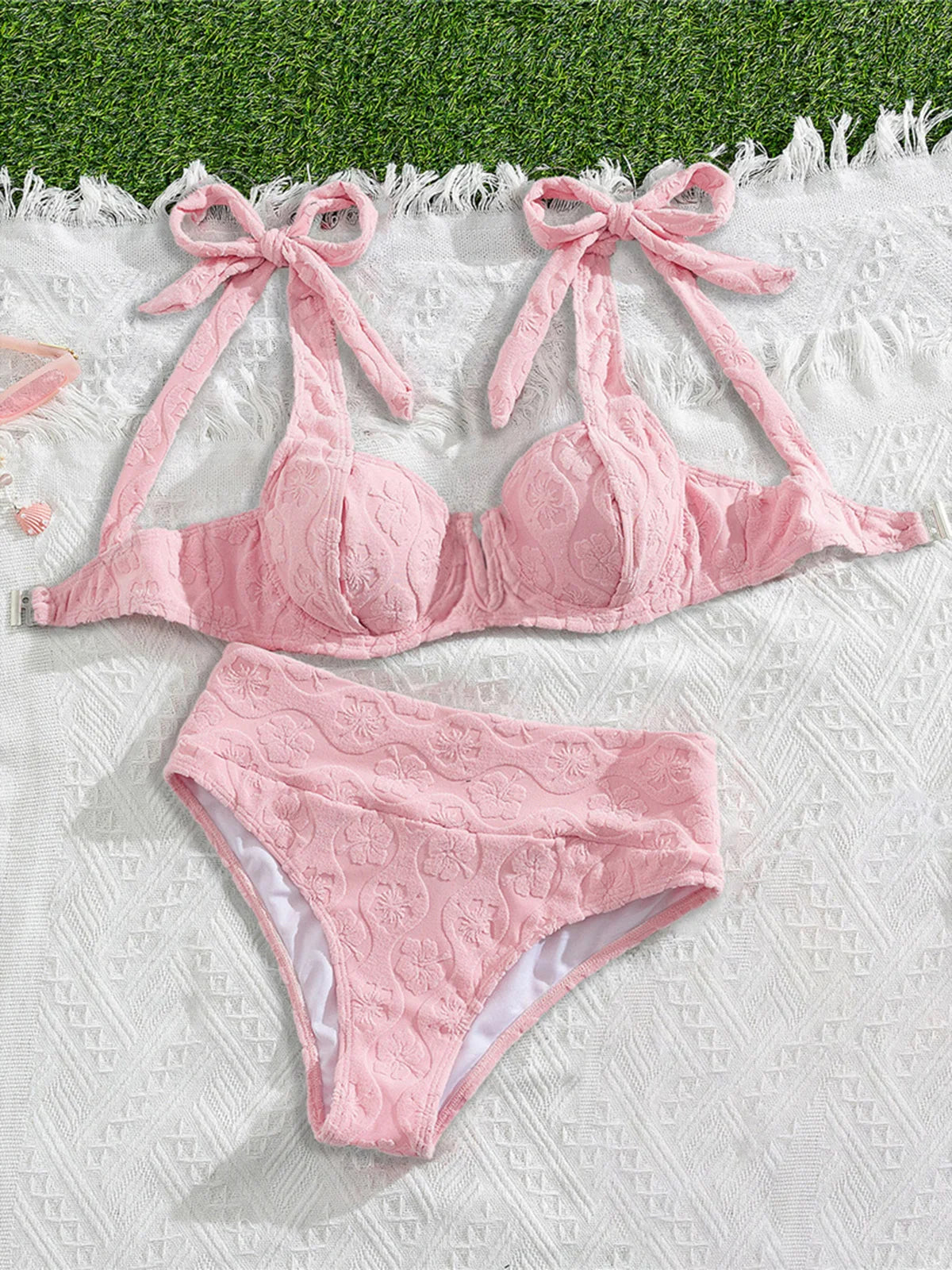 S - XL V Shaped Underwired Female Swimsuit High Waist Bikini Women Swimwear Bather Bathing Suit Swim Two-pieces Bikini set K8042