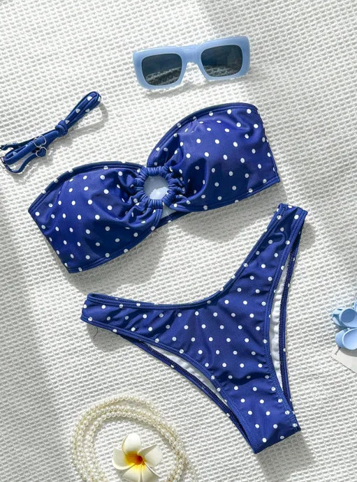 XS - L Polka Dot Bandeau Bikini Women Swimsuit Female Swimwear Two-pieces Bikini Set Brazilian High Cut Bathing Suit Swim Lady