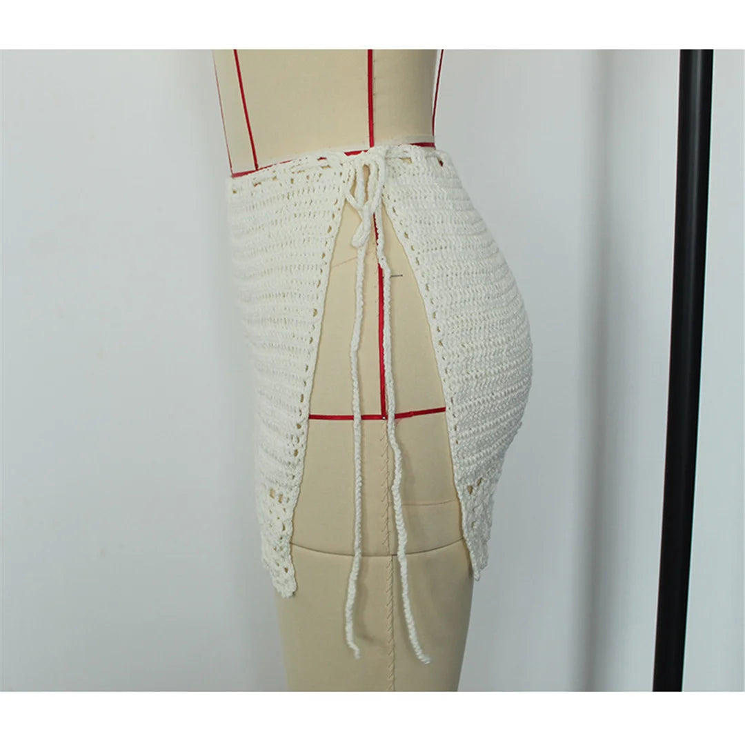 2026 Hollow Out Skirt Sarong Crochet Knitted Tunic Beach Cover Up Beach Wear Beachwear Female Women Cover-ups Beach Dress K8074