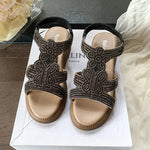 Fashion Women's Sandals Comfortable Women Shoes Rhinestones Wedge Sandals Summer 2026 New Roman Sandals