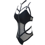 XS - 5XL Plus Size One Piece Swimsuit Female Women Bather Bathing Suit Swim Sheer Knit Fish Net Mesh Large Size Swimwear K536C
