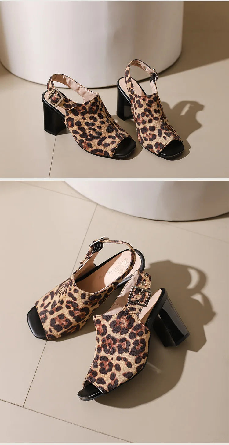 New Women Sandals Peep Toe High Heels Summer Gladiator Shoes Black Brown Woman Ankle Strap Sandalias Female Mujer Big Size