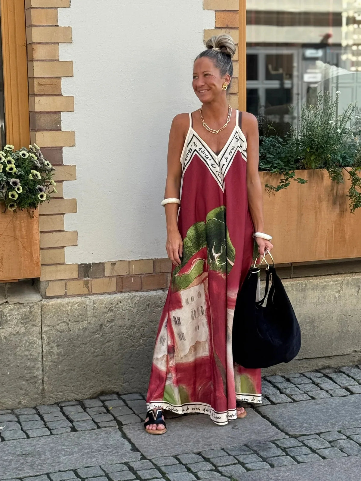 Casual Vacation Style Print Spaghetti Strap long Dresses Women Sexy V-neck Backless Loose Sleeveless Dress Female Summer New