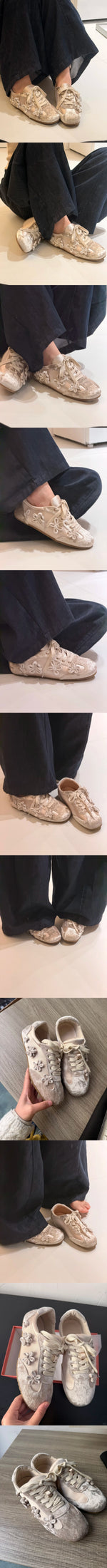 2026 Summer Gary Cute Flowers Ballet Flats Shoes Women Black Sweet Casual Sneakers Shoes Trainers Comfy Walk Daily Footwear