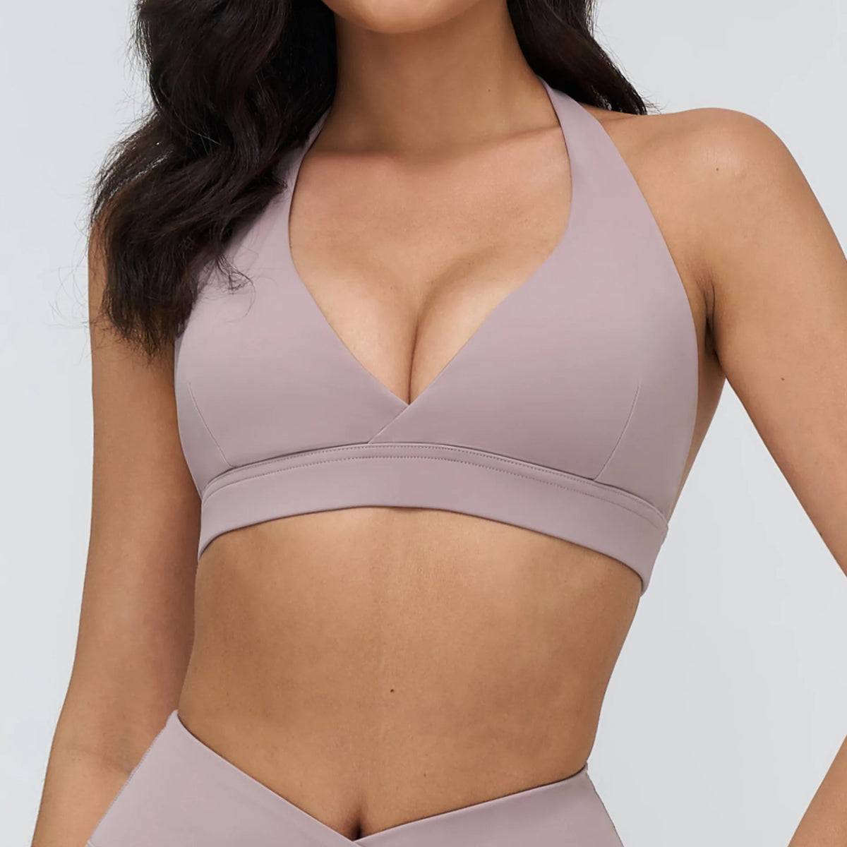 Naked Sports Bras Women Solid Coffee Cross V-neck Shock-absorbing Yoga Suit Gym Fitness Running Workout Crop Top
