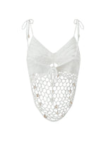 Women Sleeveless Tie Shoulder Strap Asymmetric Hem Camisole Solid Color Crochet Cami Tops Summer Crop Tops