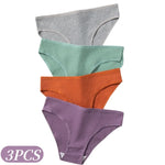 3Pcs/Set Cotton Panties Women Low Waist Underwear Seamless Briefs Solid Color Sports Breathable Underpants Female Lingerie