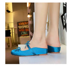 BIGTREE Satin Bow With One Strap With Shallow Mouth Half-Tugging Women's Hollow Inner Heightened Round-Head Sandals Comfortable