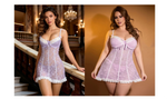 Black Sexy Lace Ruffled Suspender Babydoll Nightdress for Women Push Up Chemise Sleepwear Lingerie