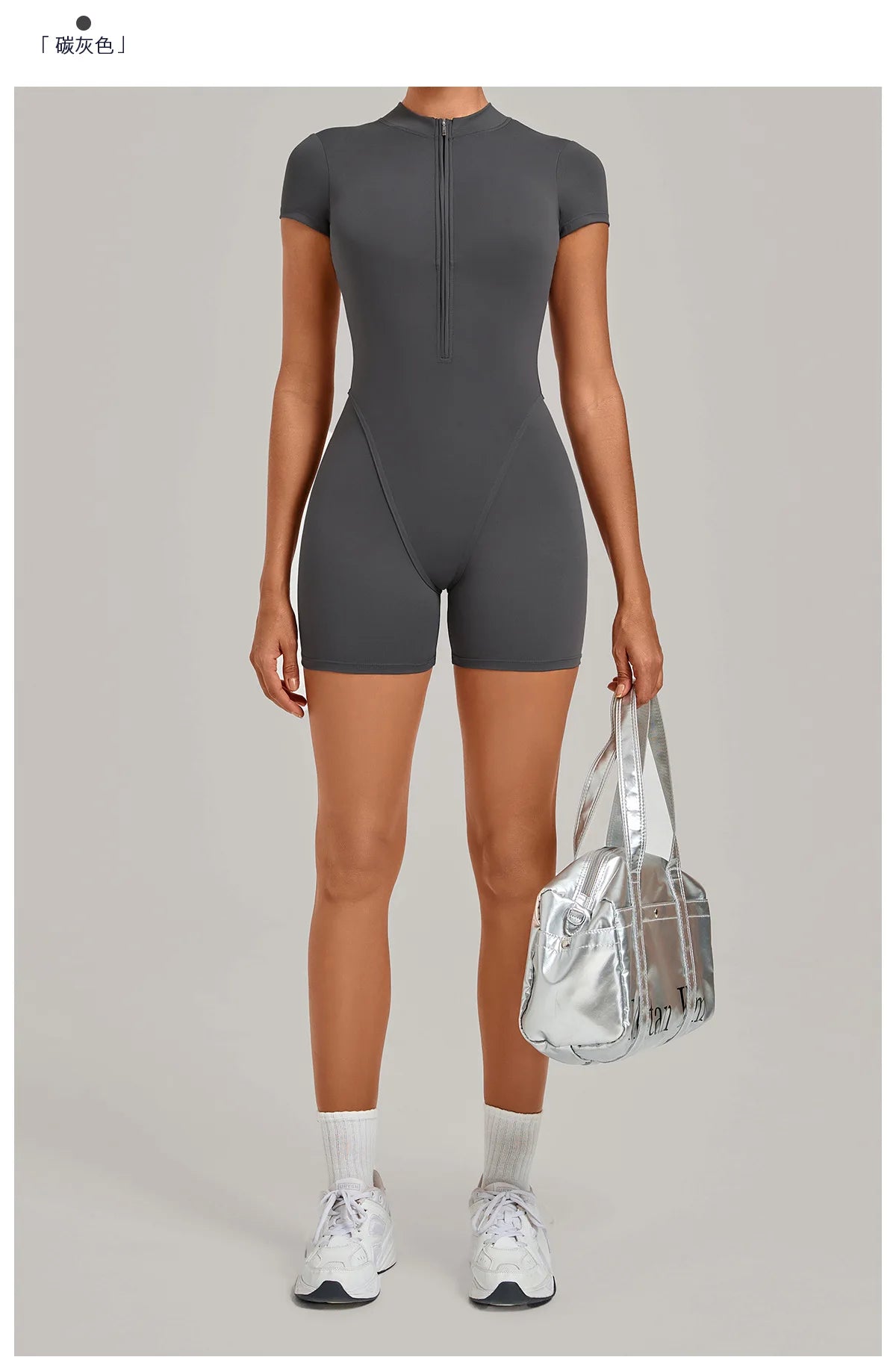 Half-zipper Slimming Yoga Jumpsuit Women Hollow Out Backless Sports One Piece Suits Short Sleeve Butt Lifting Tight Overalls