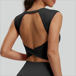 STOUREG Women's Sleeveless Twist Knot Yoga Top with Removable Bra Pads Hollow Out Breathable Sports Fitness Vest