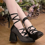 2026 Brand Design Women's Mary Janes Heels Shoes Summer Vintage Black Shoes Sweet Elegant Crystals Rhinestones Lady Pumps