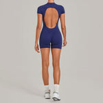 Women's Seamless Yoga Jumpsuits Fitness Sports Hip-lifting Backless Short-sleeved Training Gym Workout Shorts One-piece