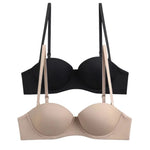 2Pcs/Set Demi Cup Bras For Women Convertible Strapless Bra Low Cut Underwear Comfort Padded Brassiere Sexy Lingerie S-XL