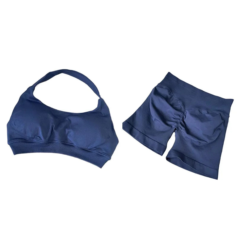 2 Pieces Gym Set Sports Suit Women Sports Bra Yoga Shorts Fitness Suit Gym Sets Seamless Workout Outfits Yoga Set Sportswear